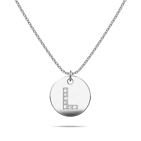 Initials Fabulous Alphabet Letter Necklace White Gold Layered Steel Jewellery